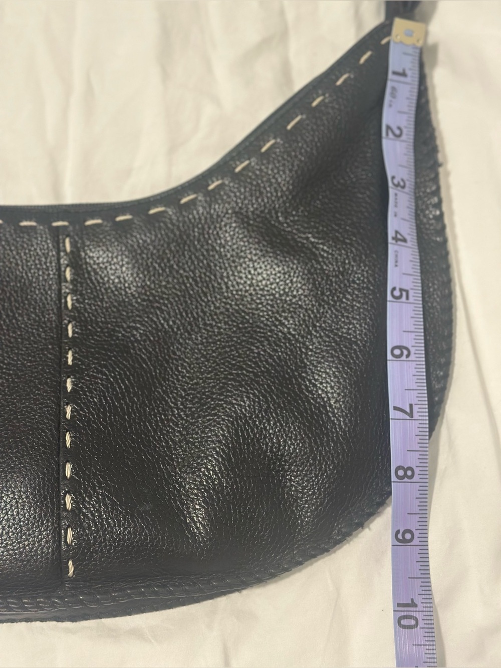 Black Leather Crescent hobo Shoulder Bag - Picture 10 of 12